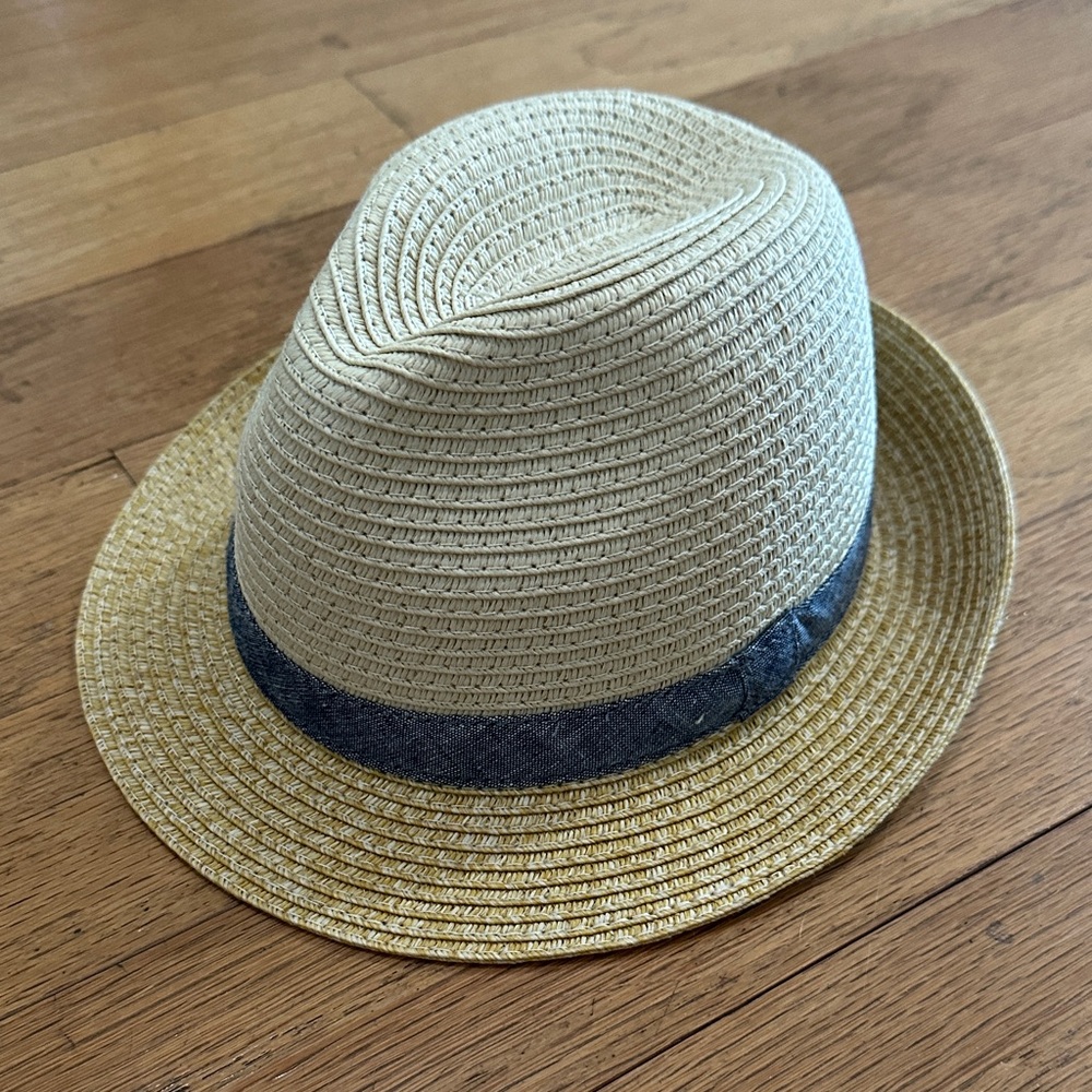 Janie and Jack Straw Fedora Hat with Denim Band